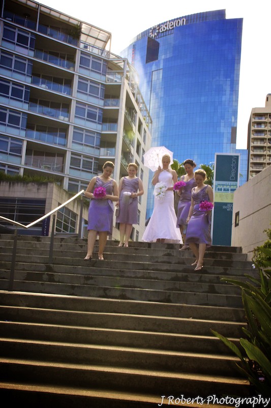 Bride and bridesmaids Sydney city - wedding photography